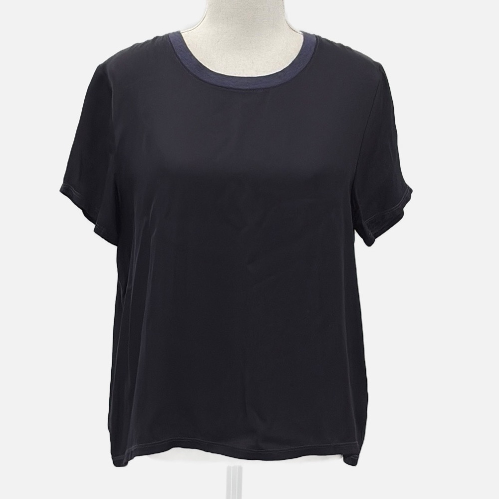 Nation LTD Short Sleeve Crew Neck Viscose Top in Deep Blue - Size Medium